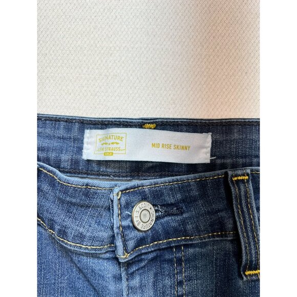 Levis Gold Signature Mid Rise Skinny Jeans Mens 32Wx30L Blue Denim Medium Wash - Picture 2 of 10